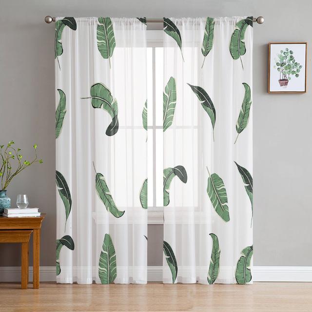 Tropical Plant Decoration Sheer Curtains Window Curtains For Living Room Bedroom Blinds Kids Room Home Decor