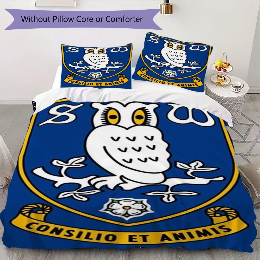 Sheffield Wednesday FC Owl Pattern Bedding,Quilt Set Quilt Cover Pillowcase Home Birthday Gift (1*duvet Cover+2*pillowcase,without core)XSJT0917522