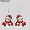 2 Pairs Cute Christmas Snowman Acrylic Earrings for Women Fashion Ice Cream Cup & Red Snowman Drop Earrings Christmas Earrings