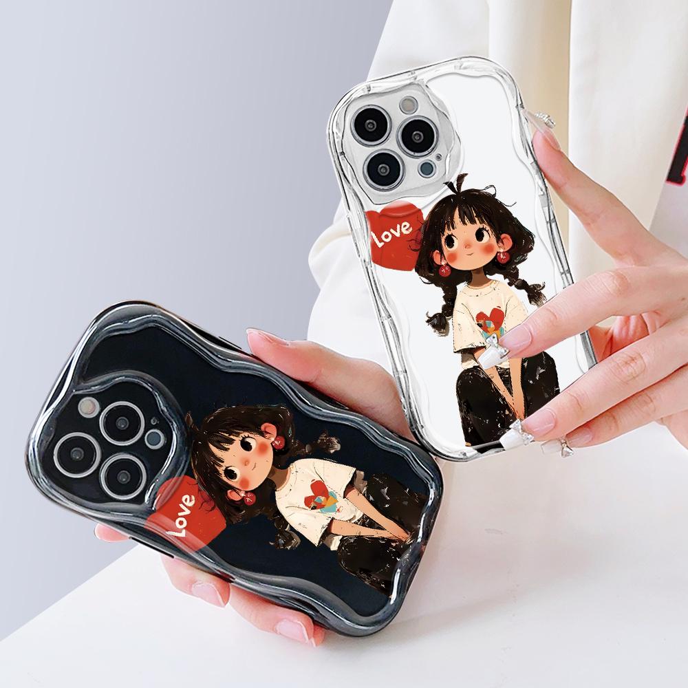 Cute Cartoon Pattern Cream Texture Casing Wavy Edge Soft Silicone Cover Phone Case for Vivo