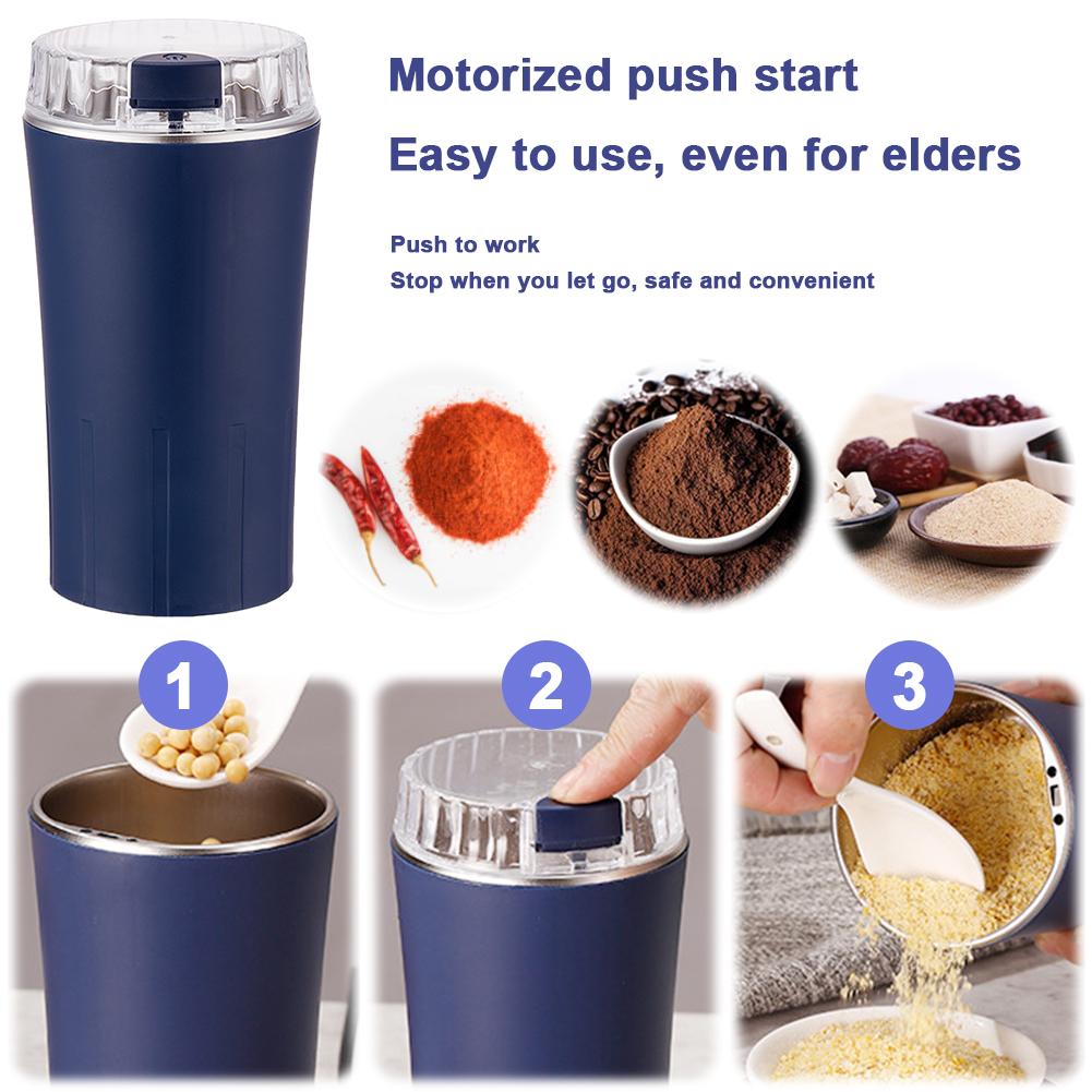 Electric Grinder Small Portable Grinder Stainless Steel Coffee Bean Grinder Cereals Grinder Spice Grinder for Spices Nuts