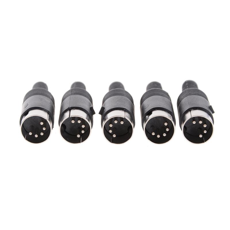 5pcs/lot DIN Male Plug Cable Connector 5 Pin with Plastic Handle Black Color Wholesale
