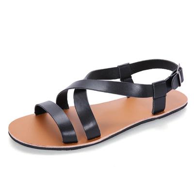Fashion Genuine Leather Men's Sandals Flat Open Toe Rome Style Mens Sandalias New Summer Breathable Beach Gladiator Sandals For Men