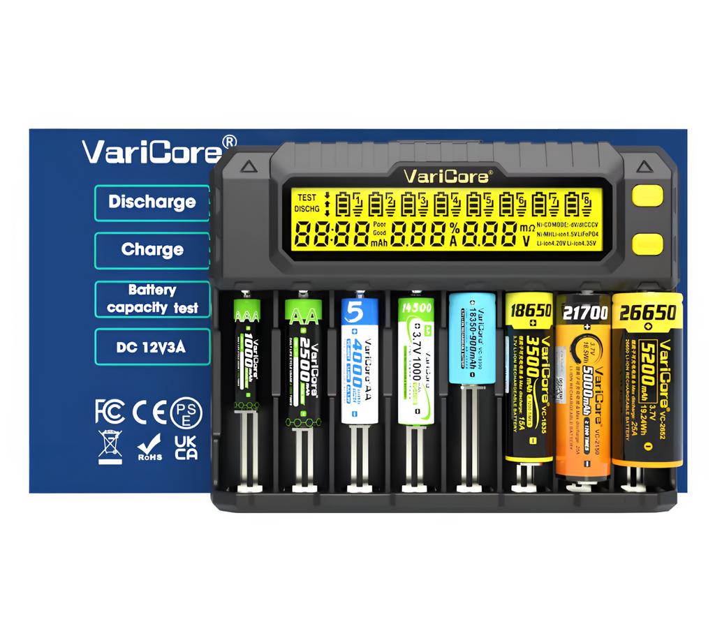 Ładowarka Varicore Vcp8 Do Baterii Akumulatorów Aa Aaa 18650 21700 26700