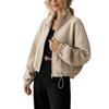 Women S Loose Baseball Jacket With Zipper Pocket Drawstring Hem