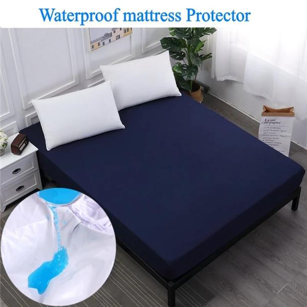 Super Waterproof Bed Fitted Sheet Mattress Cover Bedding Adjustable Protector Cover Deep Pocket Bed Cover Waterproof Solid Bedspread