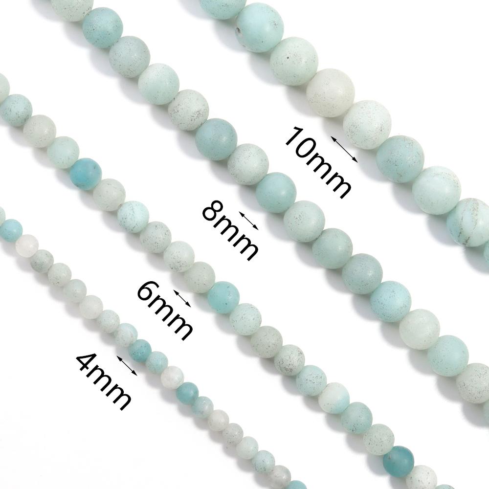 Natural Amazonite Stone Beads 4/6/8/10mm Polish Matte Round Gemstone Beads For Jewelry Making DIY Bracelets Necklace Accessories