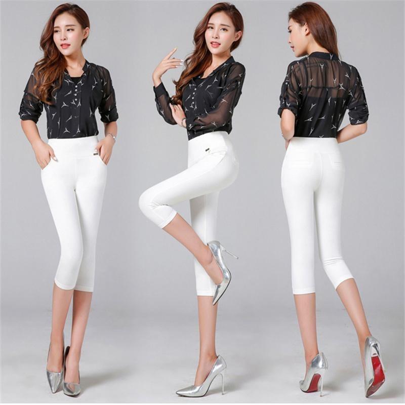 High Quality Pencil Pants Capris Women Summer Style High Waist Elastic Skinny Pants Female Trousers Woman Pantalon Femme