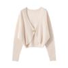 Fashionable Summer V-Neck Knit Cropped Cardigan with Sun Protection