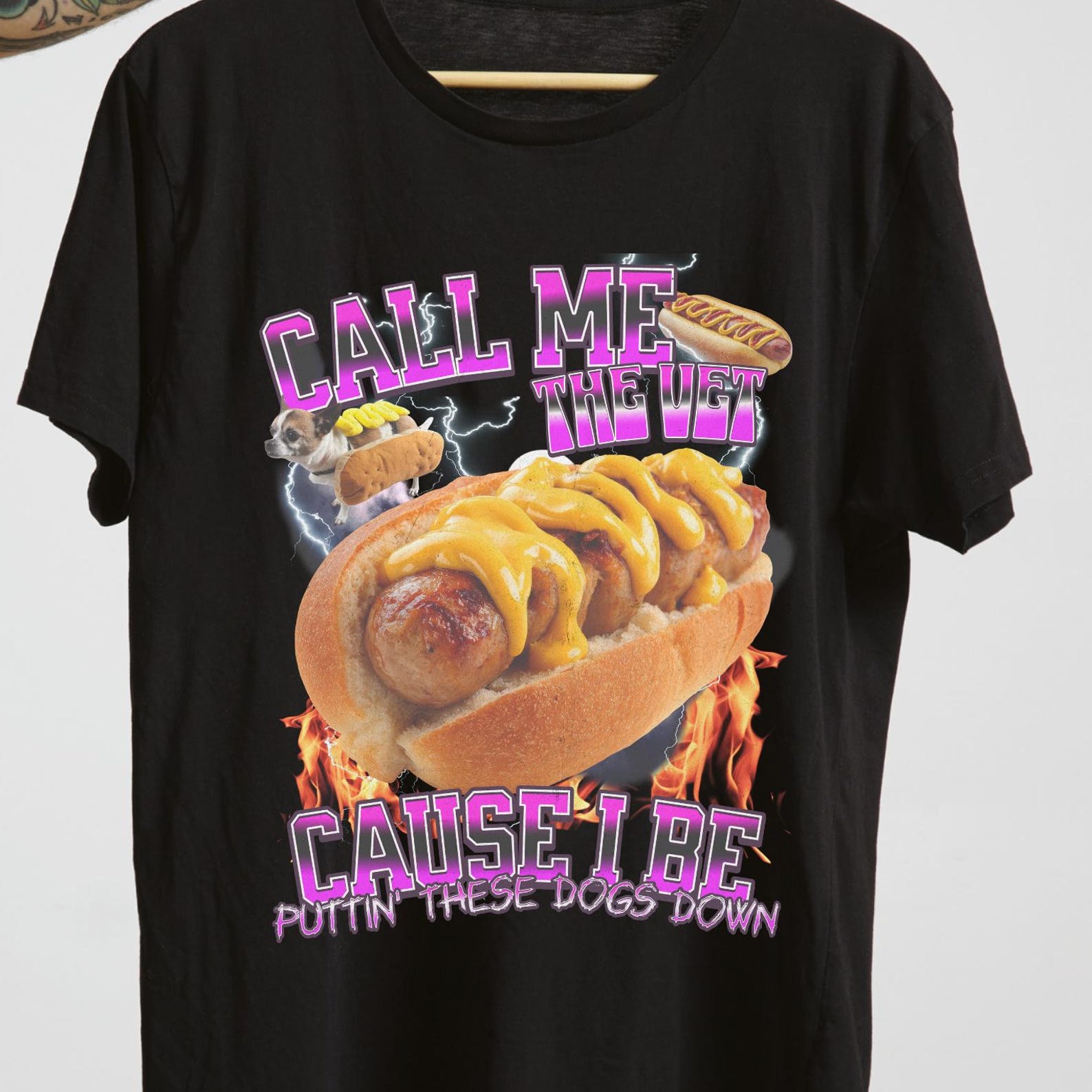 Funny Hot Dog Graphic Tee – Call Me the Vet Puttin’ These Dogs Down – Dog Lovers Humor Shirt. S