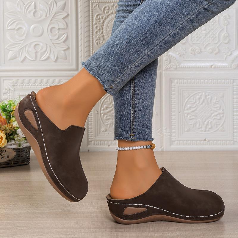 Women's Baotou Platform Slippers Summer New Large Size Round Toe Baotou Back Air Breathable Slippers