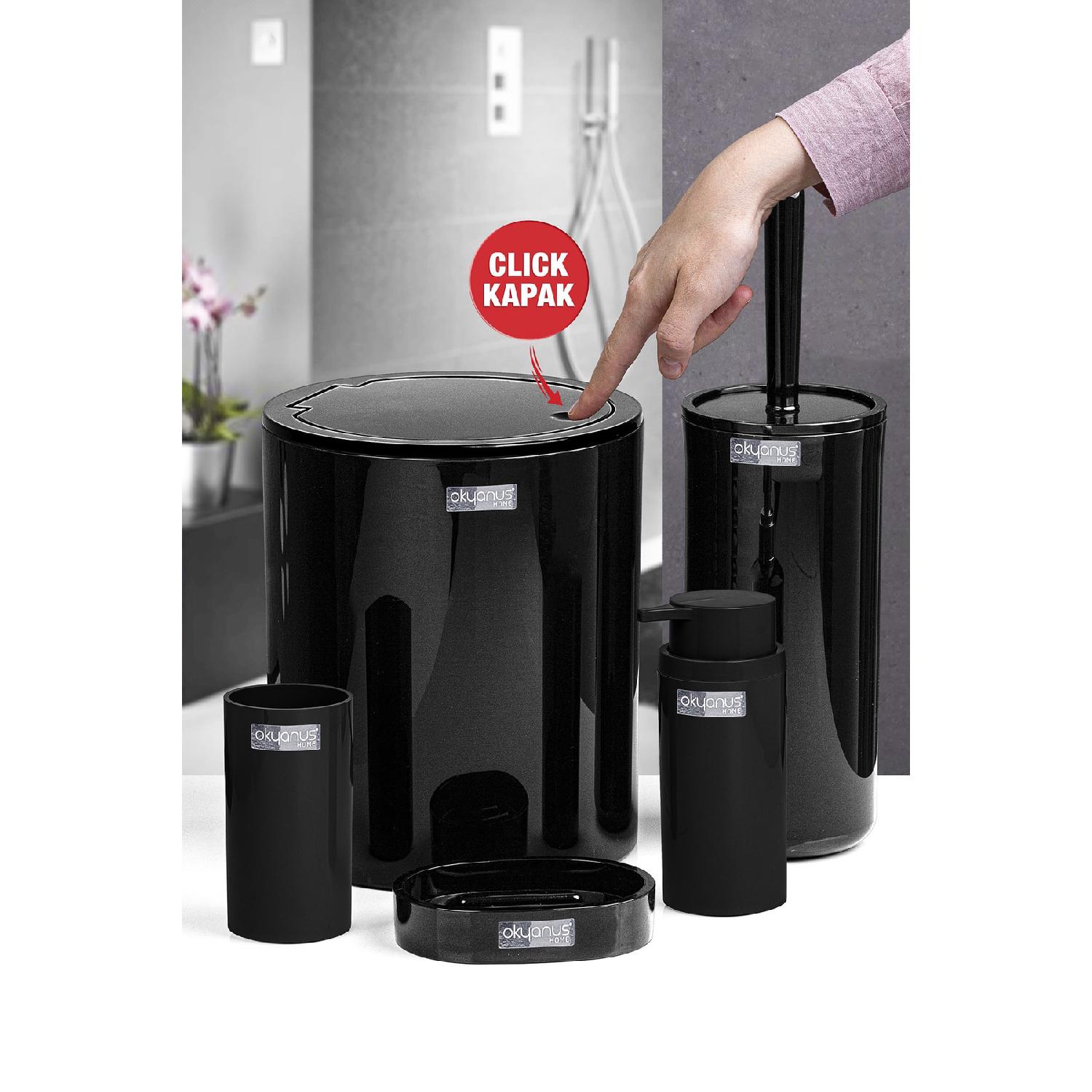 

Черный круглый набор для ванной комнаты из 5 предметов