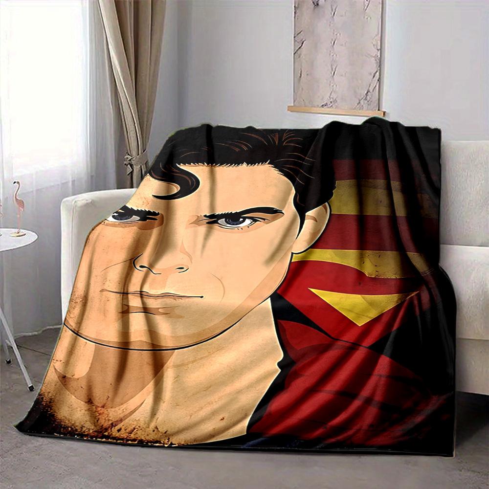 1pc Superman, Costume Blanket Lightweight Flannel Throw For Sofa, Bed, Travel, Camping, Livingroom, Office, Couch, Chair, And Bed