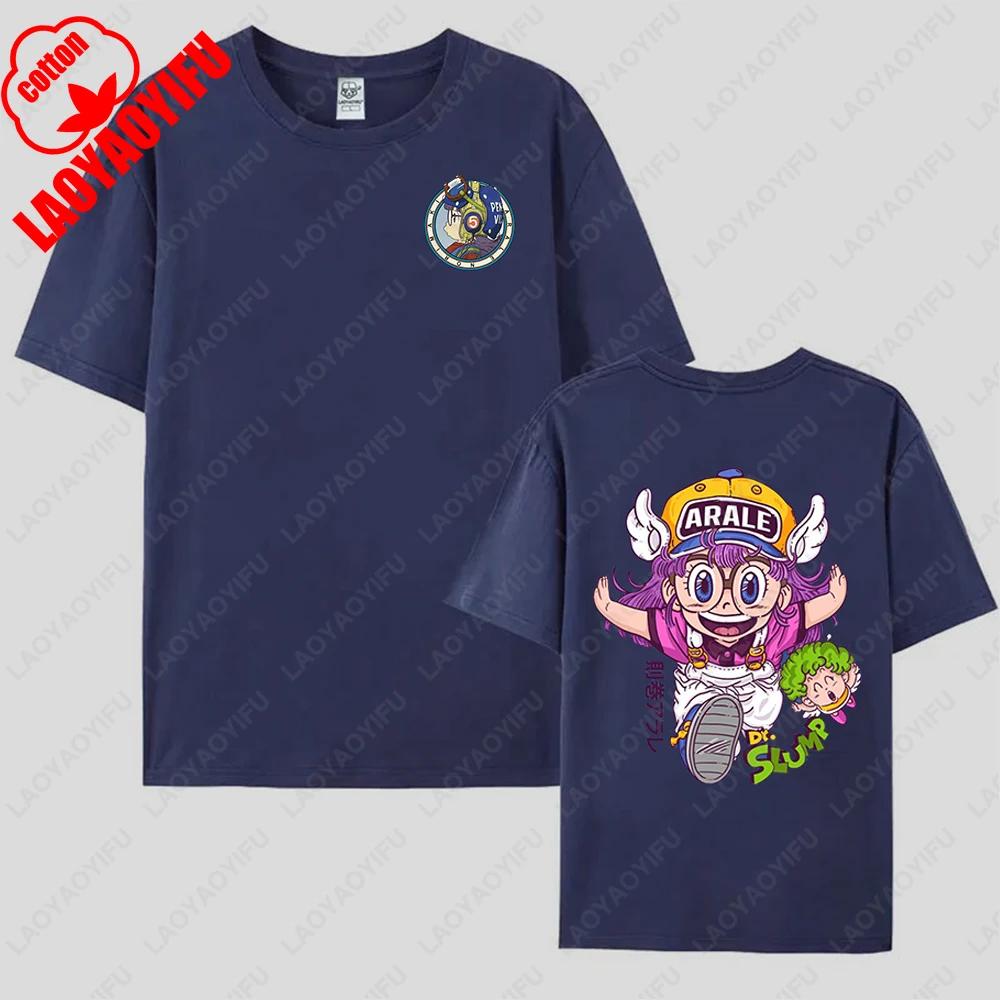 Kawaii Arale T-shirts Man Women Graphic Japanese Manga Tshirt Y2k Clothes Cotton Short-sleev Tee Clothing Two-sided Printed Tops