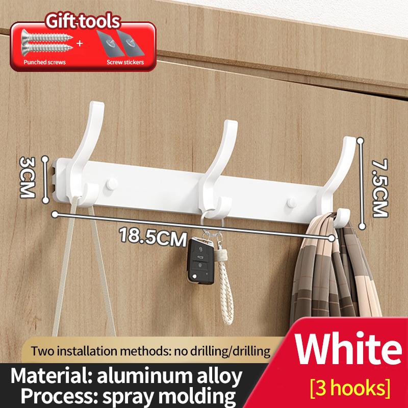 No Drill Holes One Row Hangers Kitchen Towels Clothes Hats Toilet Towel Rack Storage Wall Mounted Door Back Rod Hook