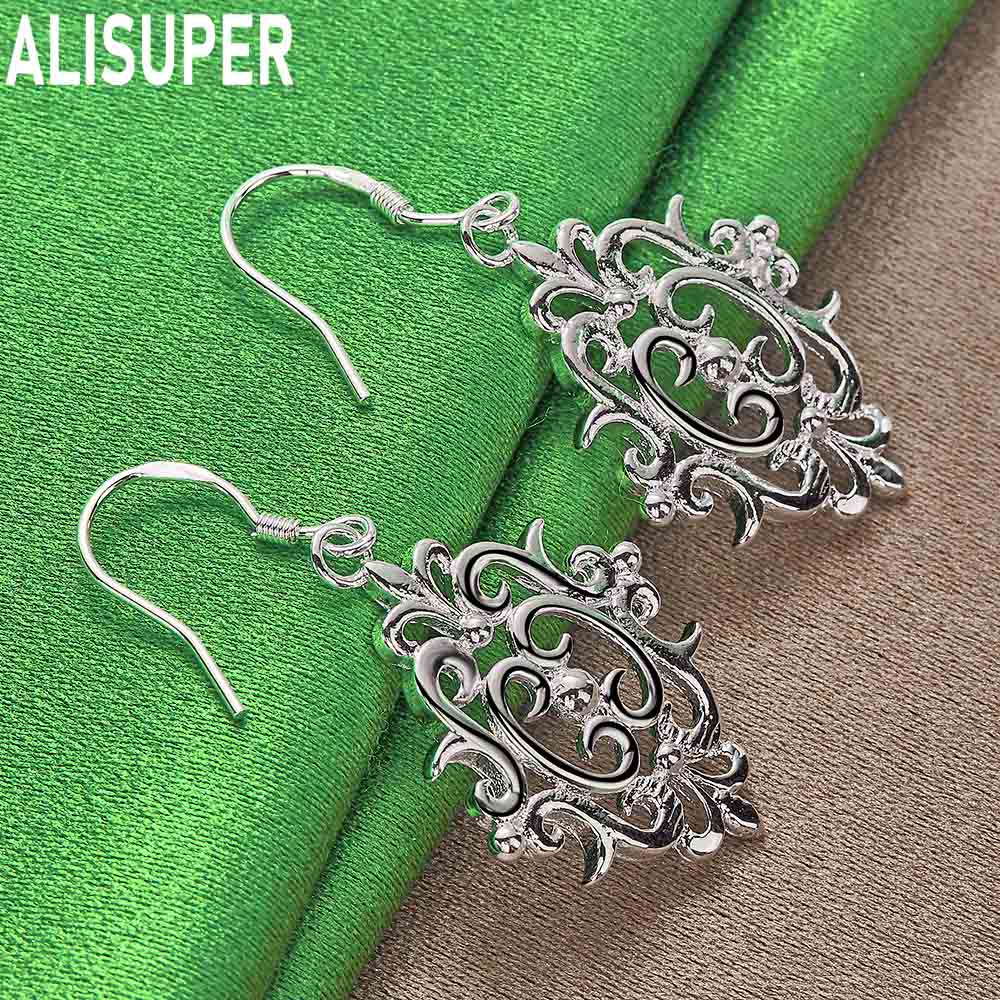 Exquisite 925 Sterling Silver Classical Pattern Diamond Earrings - Stylish Evening Jewelry