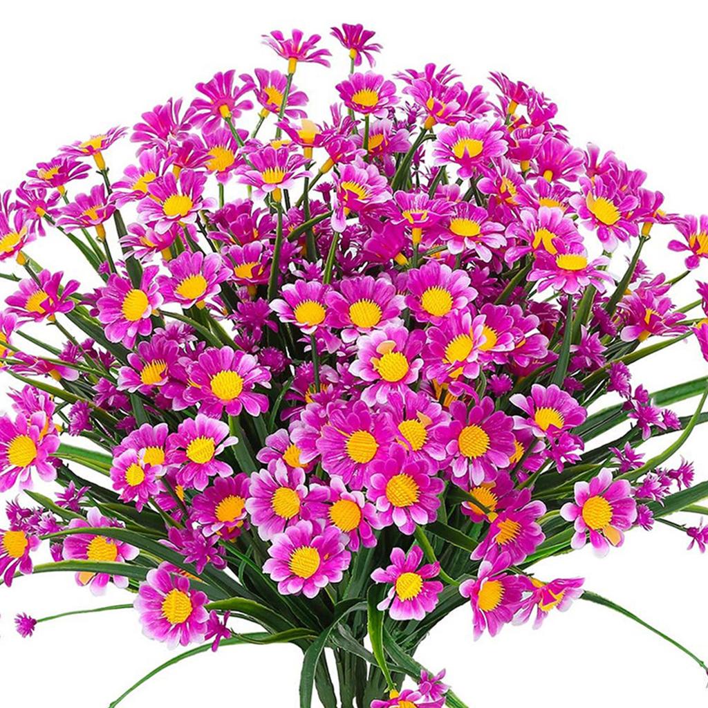 12 Mazzi di Fiori Margherita Artificiali 7 Colori Fiori Finti per Decorazione Esterna e Interna Fiori Artificiali in Vaso