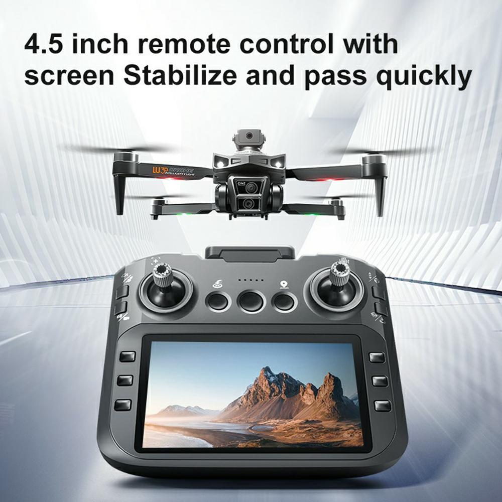 LU30 GPS Brushless Drone Obstacle Avoidance HD Aerial Photography RC Aircraft with 4.5 Inch Screen Controller, 3 Batteries