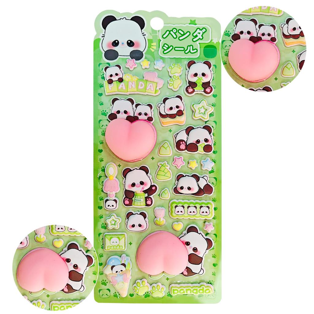 Sheet Cute Panda Tamagotchi EVA Butt Decoration Perfect for Decorating and Birthday Present Relief [1 Set] Sticker, High-Relief, Waterproof, Scented,