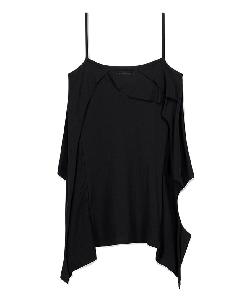A Few Comments Cutoff Layered Mini Dress Black