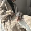 Thickened Solid Color Long Sweater Loose Knitted Cardigan Coat