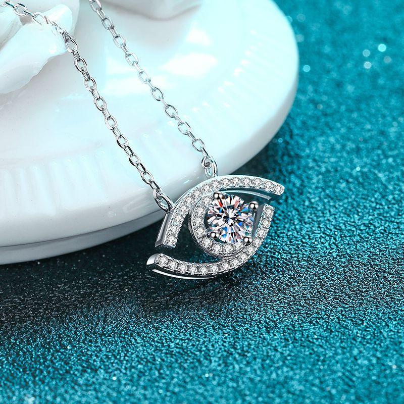 S925 Sterling Silver Devil's Eye Moissanite Pendant Necklace D Color 0.5CT Lab Diamond Women Fashion Necklace Fine Jewelry