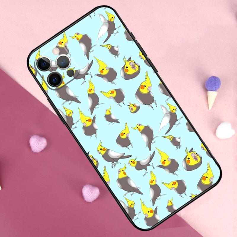 Cartoon Cockatiel Collage Phone Case For iPhone 17 Pro Max 17 Air 11 14 15 16 Pro Max Plus 12 13 Mini 16e Back Cover
