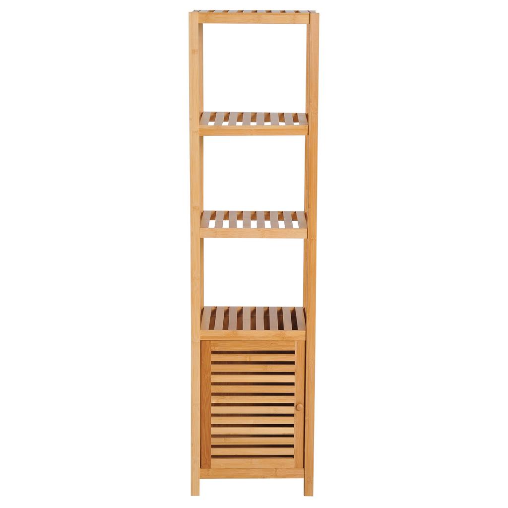 Bathroom Cabinet, Freestanding, 3 Shelves, Narrow & Tall, Louvered Door, 36 x 33 x 140 cm