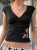 2026 Šik květinový úzký crop top s výstřihem do V a výšivkou pro ženy - Jaro/Léto Sladký a pikantní design