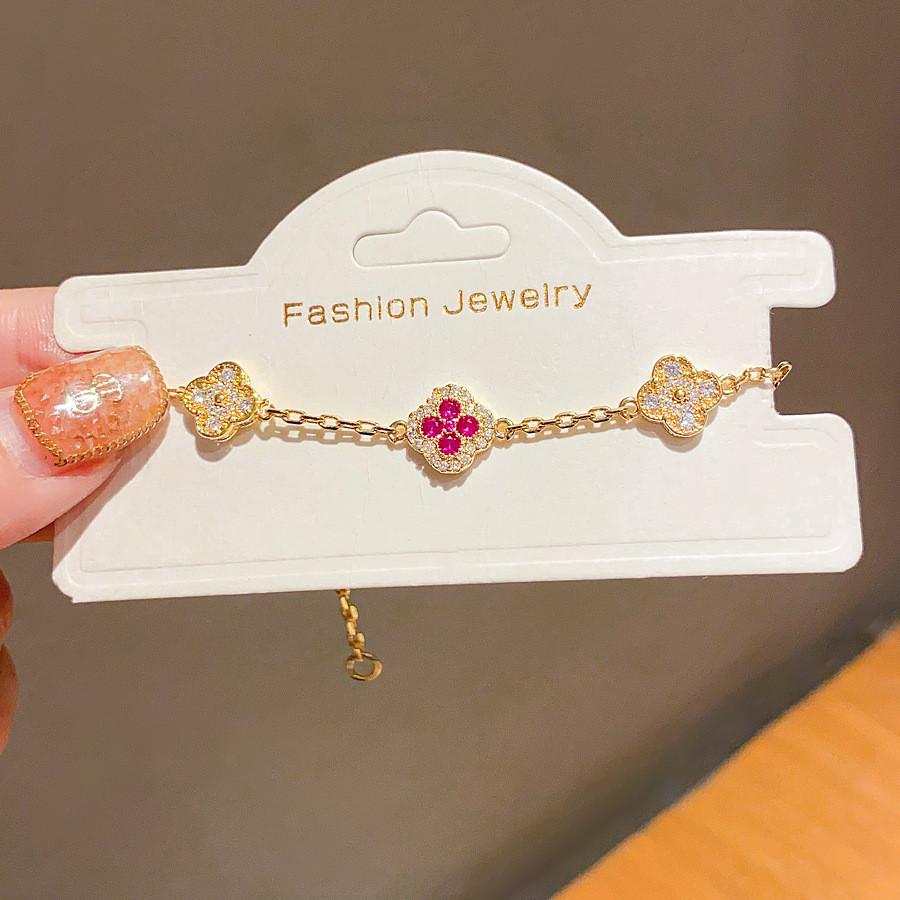 Gold Plated Zircon Flower Jewelry For Ladies Elegant Hand Chain Gift Gold Purple