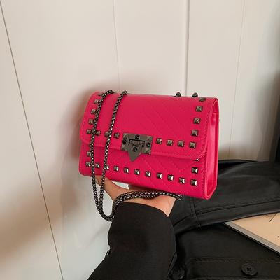 High-value Bag Women's 2025 Autumn New Retro Rivet Small Square Bag Foreign-style Versatile Diamond Chain Messenger Bag