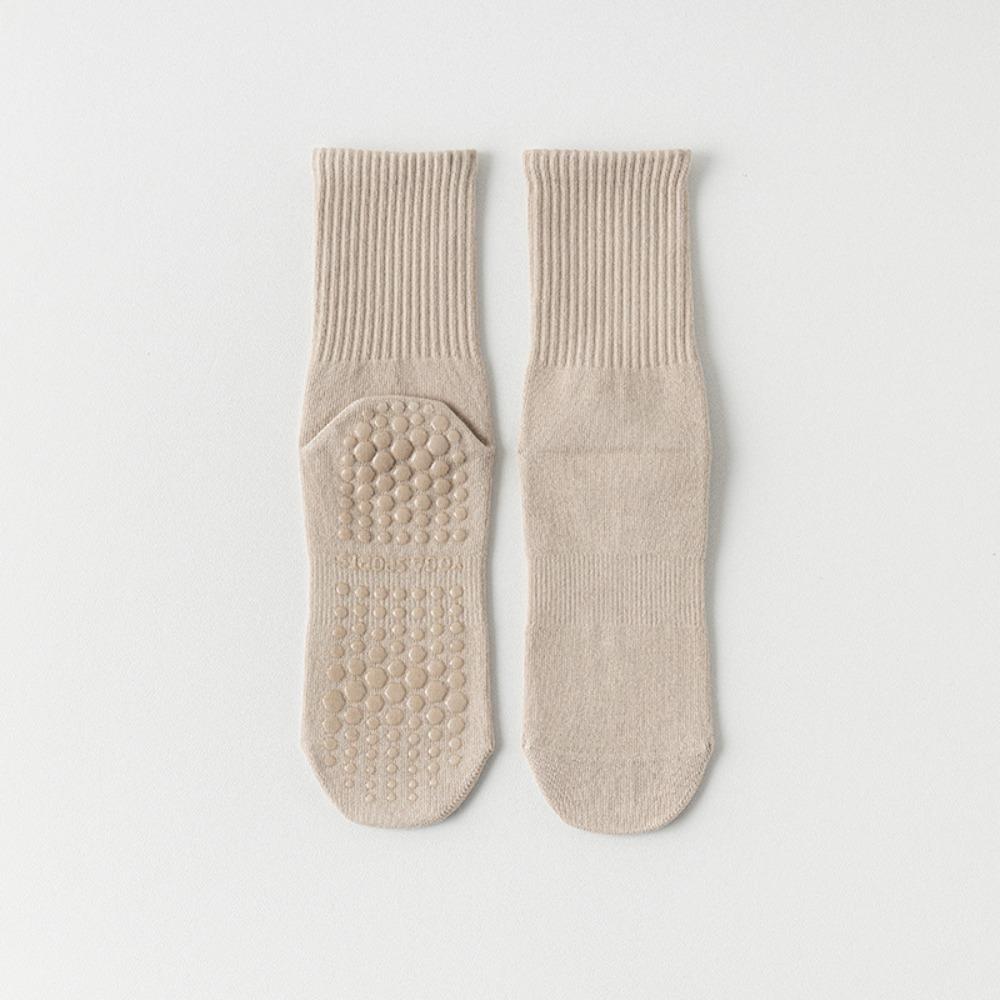 

Mid Calf Pilates Socks Breathable Fitness Socks Quality Yoga Socks Gymnastic бежевый