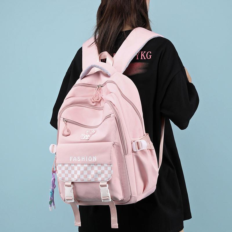 New High School Student Backpack Large Capacity Lightweight Reduce Burden Nylon Wear-resistant Material Unisex Shoulder Bag