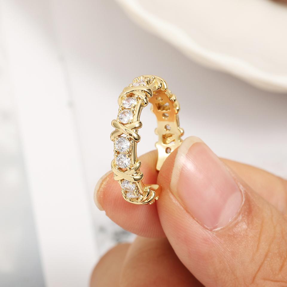 ZAKOL Brand Fashion Letter X Cross Open Ring for Women Clear Geometric Zircon Engagement Rings Wedding Party Zircon