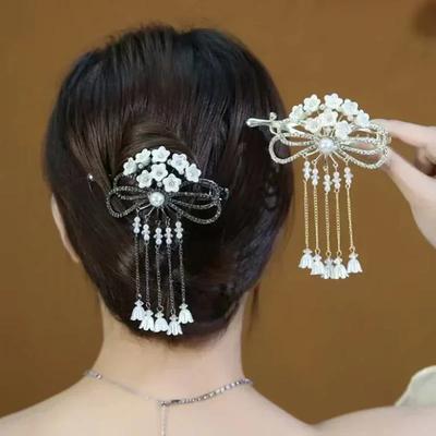 Nuova Clip per Capelli a Torciglione con Nappa Campanula da Donna Elegante Mollettone per Capelli Coda di Cavallo Treccia Femminile Squisito Copricapo