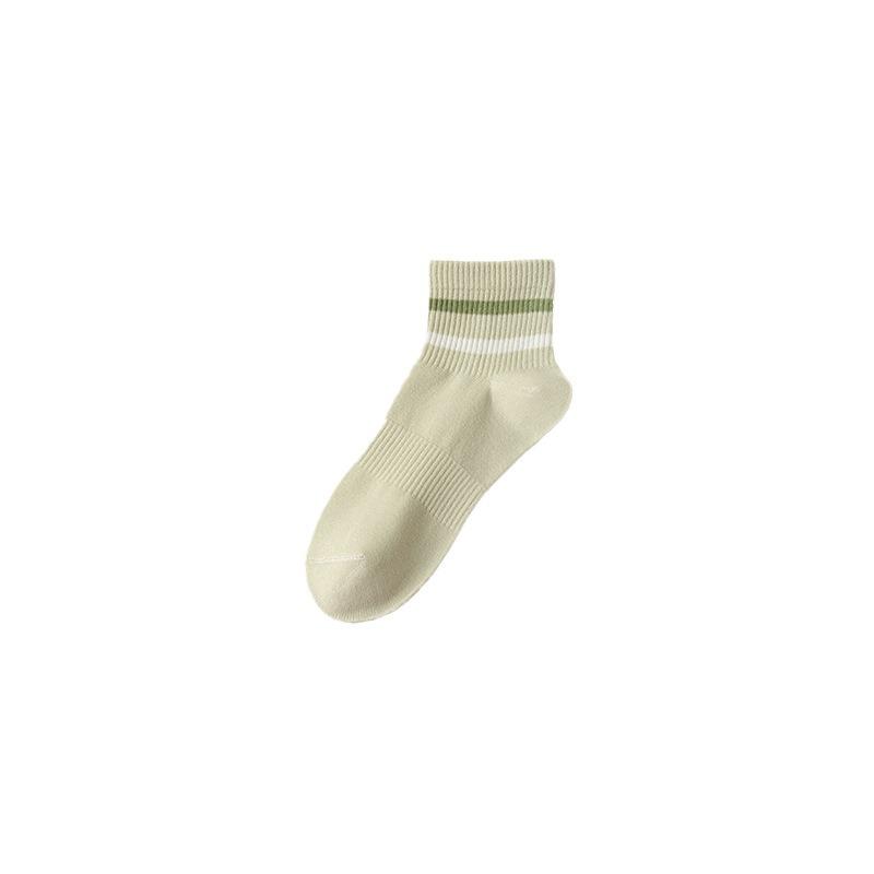 Female Spring and Autumn Striped Sweat Absorbent Breathable Boneless Sports In Tube Cotton Socks
