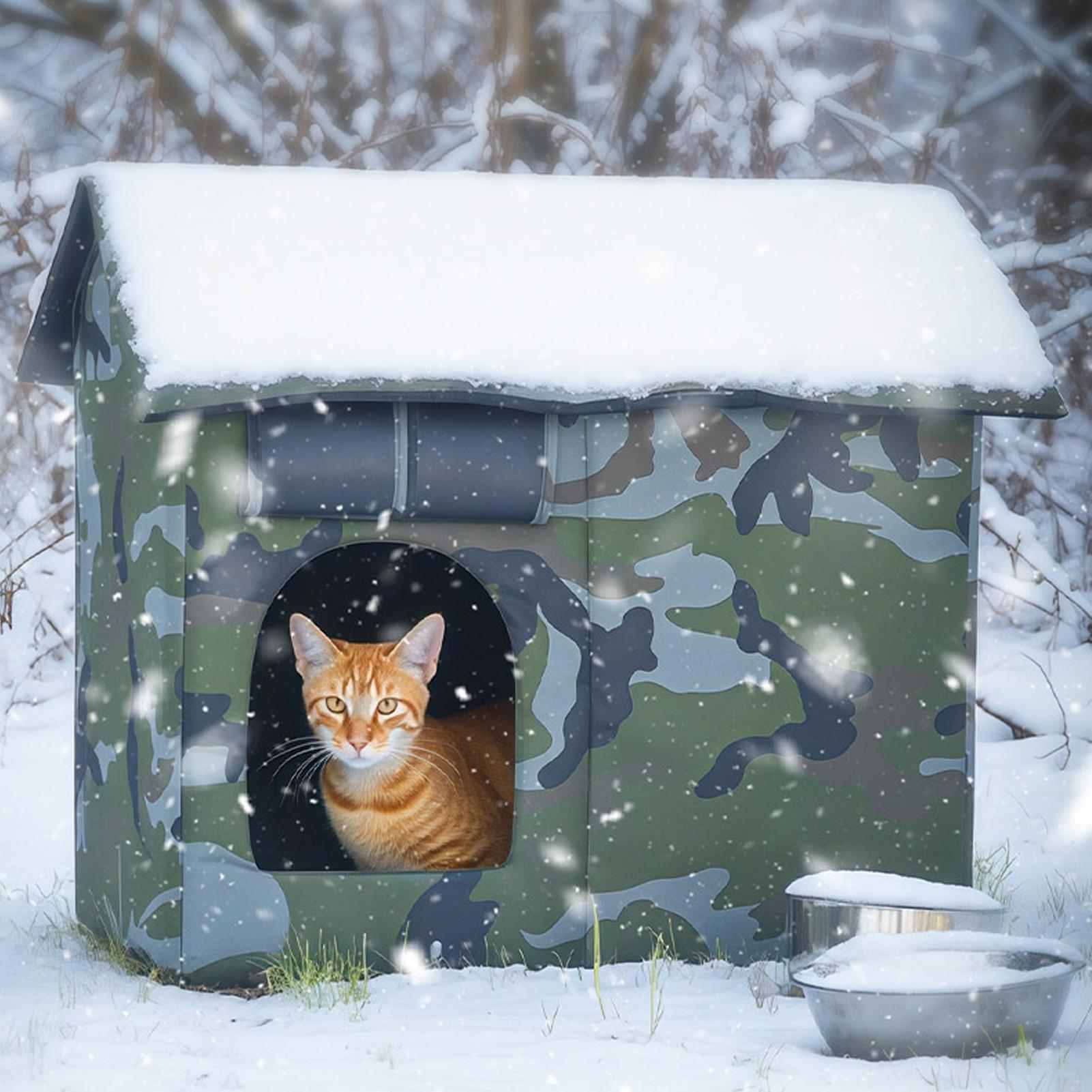 Уличный домик для кошки Водонепроницаемая палатка Уличный домик для кошки со съемной крышкой-дверью Для собаки Котенка Курицы Животного На открытой террасе China Mainland