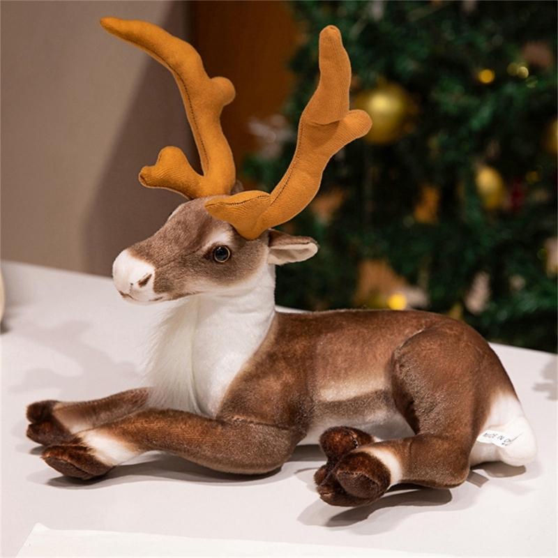 Simulation Deer Doll Plush Toy with Life Like Design Companion Stuffed Animals Toy for Children Christmas Gift Supply
