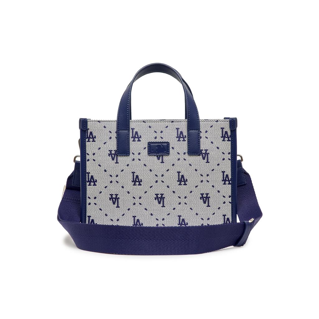 MLB Vintage Floral Los Angeles Dodgers Letter Print Large Logo Adjustable Shoulder Strap Tote Bag Women tote bag Blue 3AORS013N-07NYL