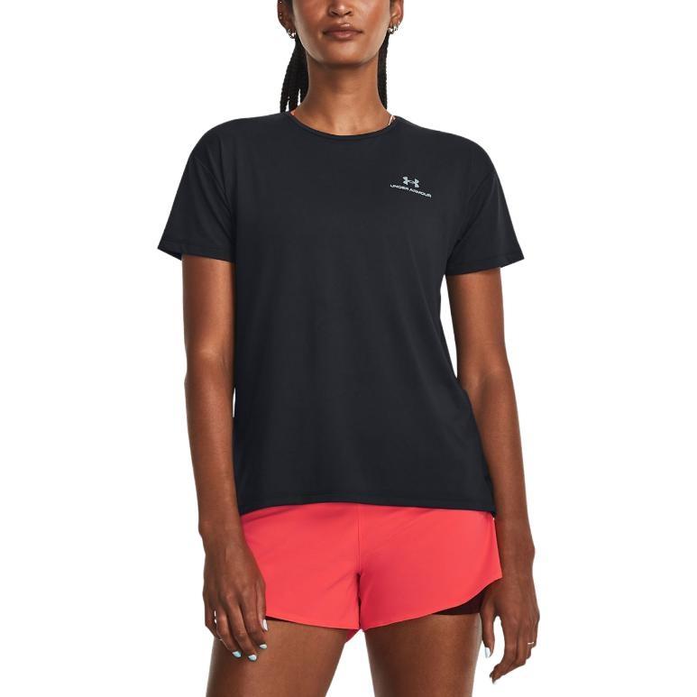 Under Armour RUSH T Shirts Women's Black Crew Neck Moderate Straight Fit Unisex 1379141-001