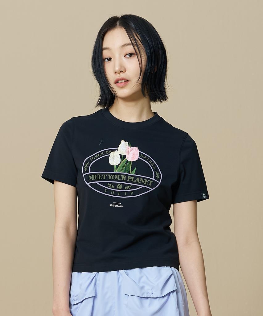 BBC EARTH Embroidery Point Short Sleeve T-Shirt_Black