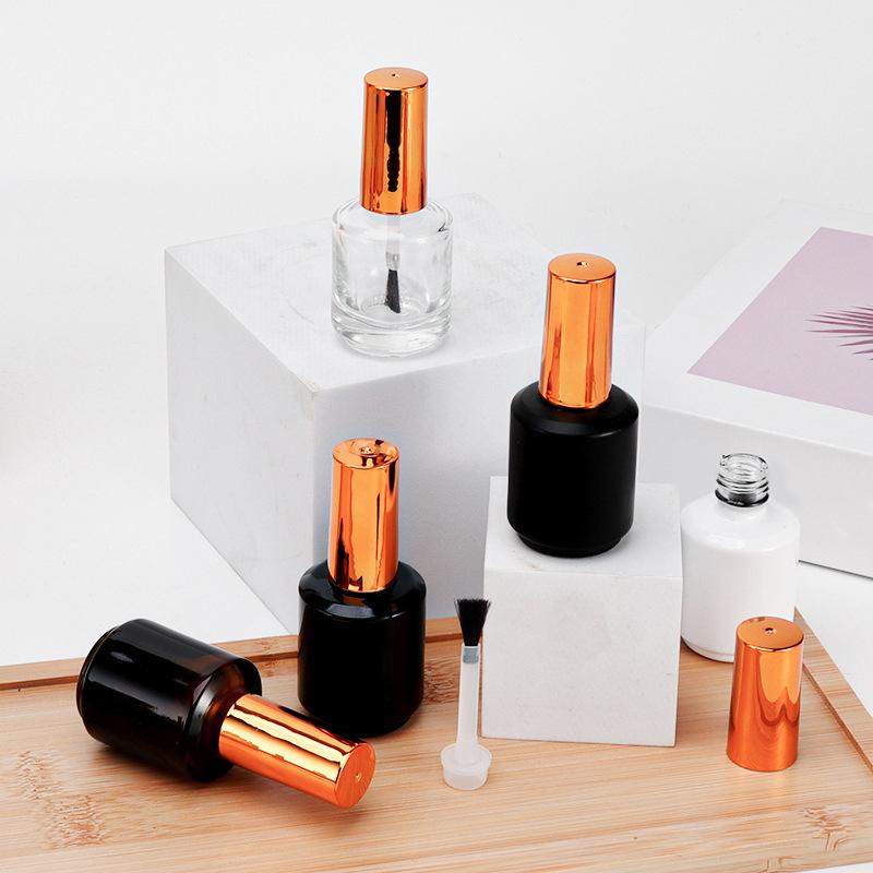 15Ml Empty Nail Polish Bottle With Brush Gold Cover Refill Bottle Glue Bottle Small Sample Nail Gel Polish Containers Glass