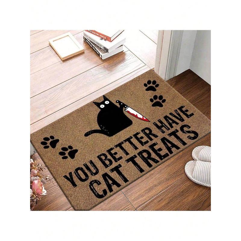 Black Kitten Doormat Hold Blood Knife You Better Have Cat Printed Rugs for Living Room Indoor Welcome Funny Doormat Home Decor
