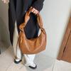 Women's Crescent Leather Shoulder Bag Soft Interior Compartment Solid Fashion