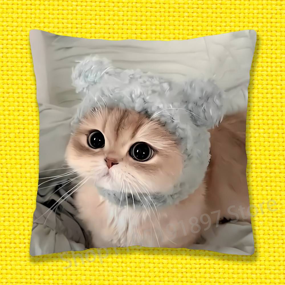 Cat Pet Cute Funny Throw Pillow Case For 45x45cm 40x40cm 30x30cm 50x50cm 55x55cm Square Home Pillowcase Case