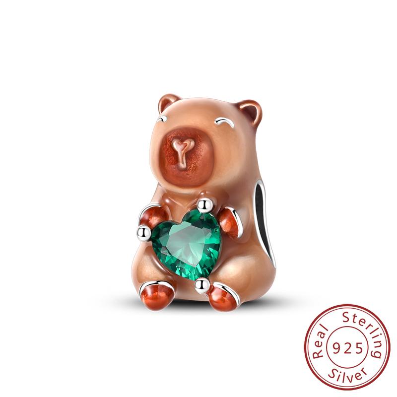 S Copper Charms Pendant Capybara Sausage Dog Animal Safety Chain Beads Fit Original Bracelet Women Jewelry