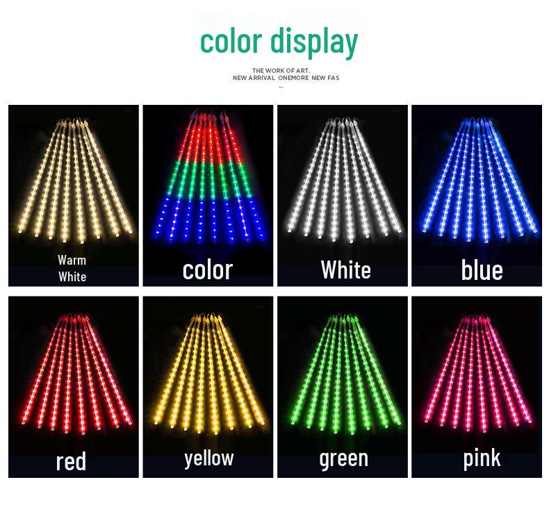 Solar-Powered Outdoor LED Meteor Shower String Lights - Waterproof Holiday Tree Decoration