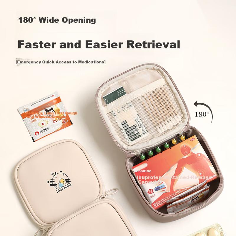 Lehuolvxing Portable Medicine Storage Bag, Small Pill Organizer Box, Pill Case, Travel Essential Medical Bag