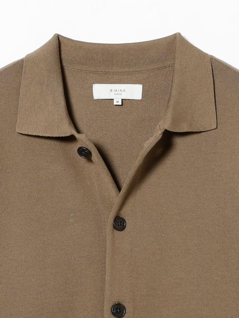 B:MING LIFE STORE by BEAMS Men's Long Sleeve Knit 14 Gauge Half Milan Rib Cardigan, Beige, Size S_92150358286