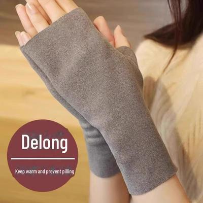 Duitse Dames Winter Halfvinger Fluweel Handschoenen: Warm, Huidvriendelijk & Touchscreen Compatibel voor Autorijden, Studenten, Schrijven.